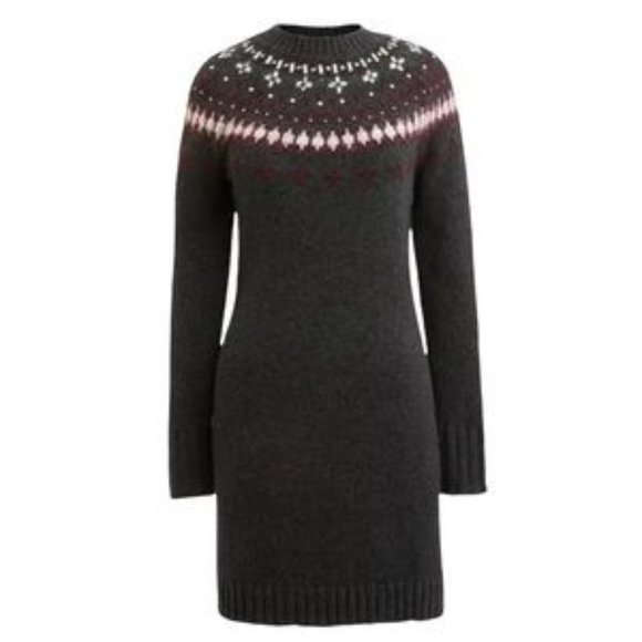 J. Crew Dresses & Skirts - J. Crew Gray Fair Isle Lambswool Alpaca & Merino Wool Sweater Dress NWOT Size S